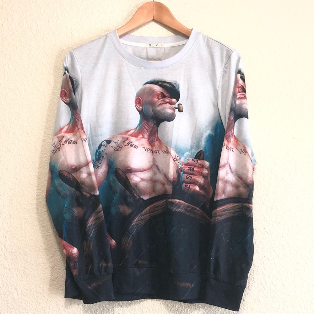 Retro Popeye Sailor Long-Sleeve Shirt